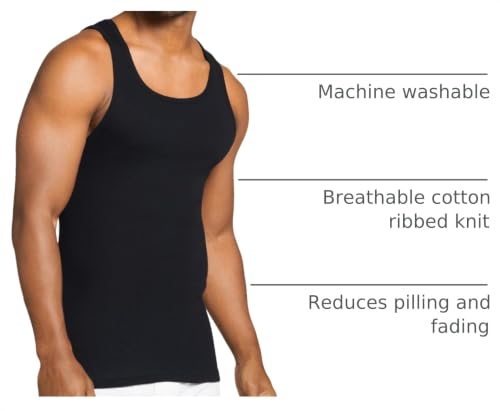 Jockey Men's Undershirt 100% Cotton Big Man A-Shirt Tank - 3 Pack, Black, 2XL - image 4