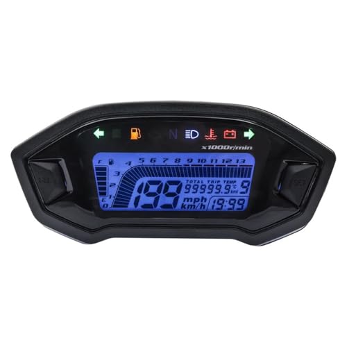 バイク走行距離計 オートバイデジタル 13000rpm タコメーター 2-4 シリンダー用 7 色バックライト スピードメーター ゲージ 走行距離計