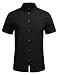 Produktbild COOFANDY Herren Leinenshirt Kurzarm Stehkragen aus Baumwolle mit Brusttaschen Sommer Regular Fit Leicht Freizeit Shirts für Männer