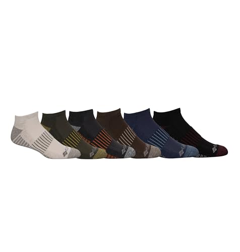 Columbia Men's Athletic No Show Socks 6 Pairs, Khaki/Olive/Grey/Brown/Navy/Black, Sock Size 10-13