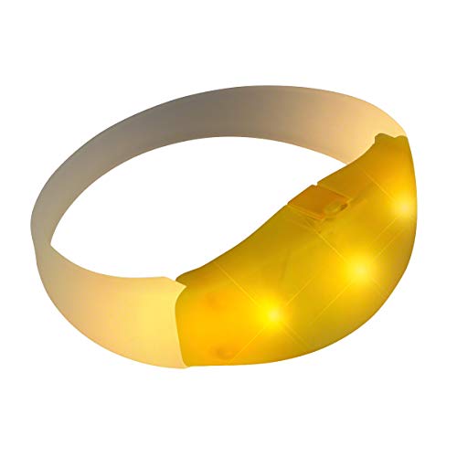 Yellow Light Up Stretch Bracelet with Steady Illumination LED Lights (Set of 12)