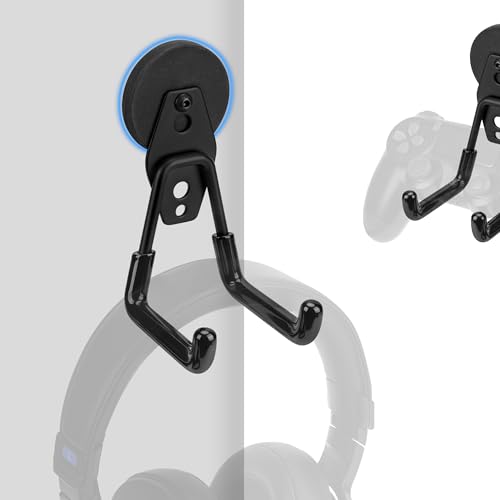 GEEKRIA Soporte magnético para auriculares, ganchos para auriculares, soporte para controlador de juegos para PS5, PS4, Xbox One, Nintendo Switch, compatible con Sennheiser, Bose, Beats, Razer, HyperX