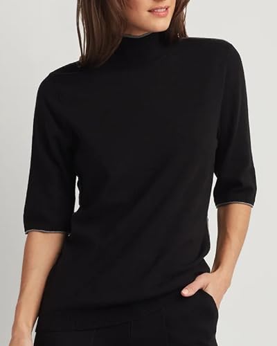 Image of Company Ellen Tracy Women's Women's Mock Neck Sweater, Carlee Elbow Sleeve Turtleneck Pullover Shirt Top