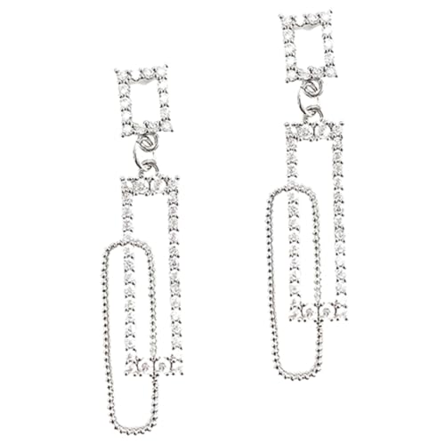 DEARMAMY 1 Par Pendientes Geométricos Anillos De Oro Para Pendientes De Cadena Para Mujer Grandes Pendientes De Aro Para Mujer Pendientes Delicados Para Mujer Tachuelas Aleación Silver
