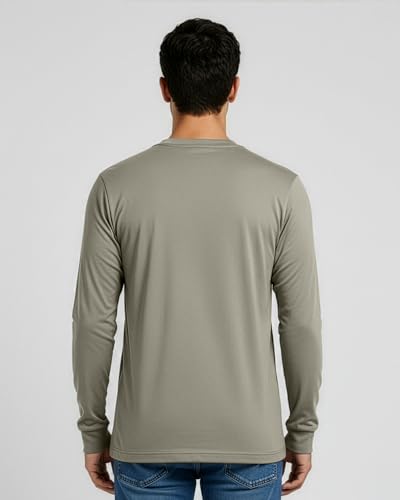 Image of Real Essentials 4 Pack: Men's Cotton Long Sleeve Crew Neck T-Shirt - Soft Work Casual Jersey Tees