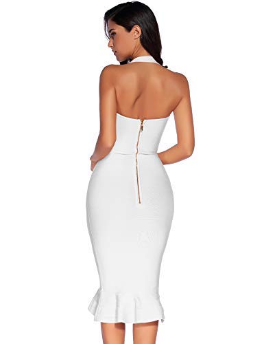 Image of meilun Womens Halter Fishtail Bandage Party Dress Elegant Wedding Guest Dress