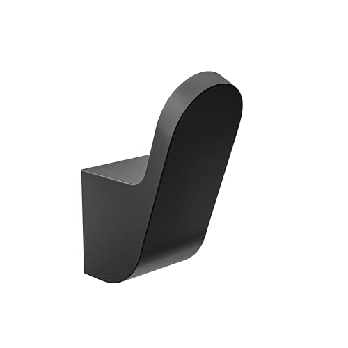 Amig - Colgador toalla baño Mod. Oma-8 | Toallero gancho Con tornillos incluidos | 25 x 58 x 40 mm | Zamak | Negro mate