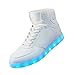 DIYJTS Unisex-LED-Leuchtschuhe, modische High-Top-LED-Sneaker, wiederaufladbar, leuchtende Schuhe für Männer, Frauen, Jugendliche, Weiß, 48 EU