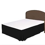 BRIGHTLINEN 1PCs Box Pleated Bed Skirt (Black, Queen, Drop Length 18in) 100% Egyptian Cotton 300 Thread Count