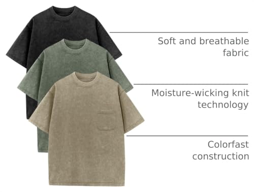 Image of COZYPOIN Unisex Kids Vintage Acid Wash Cotton Tees Crew Neck 3-16Y | 100% Cotton Boys Oversized T Shirt, Crew Neck, Short Sleeve, Front Pocket, Vintage Acid Washed Kids Tees for Boys Girls