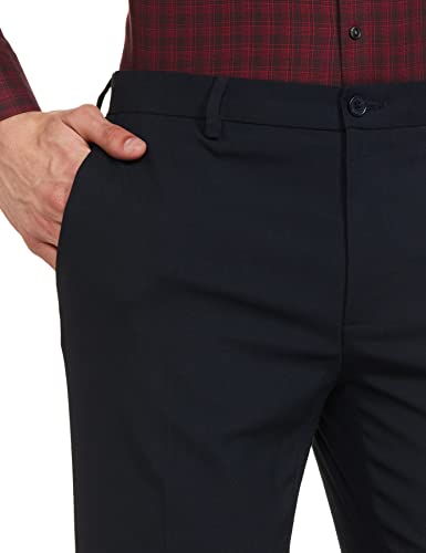 Image of Marks & Spencer Mens Slim Fit Flat Front Stretch Trousers (32) Navy