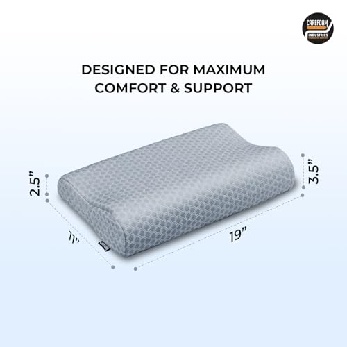 Image of CareFoam Cervical Memory Foam Pillow for Neck Support | 2-Year Manufacturing Warranty | Orthopedic Contour Pillow for Cervical Spine Alignment & Shoulder Support | Made in India | 19 x 11 x 3.5 Inch
