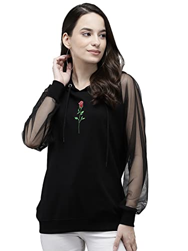 Women Cotton Sweatshirt (XL, Black-1)