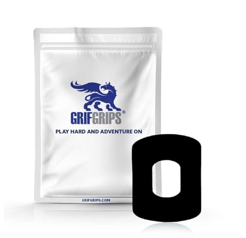 GrifGrips Medium Sports Adhesive Patches - CGM Covers Sensor Cover Overpatches Compatible for Omnipod - Original Adhesive Pre-Cut Patches - Pack of 10 (Black)