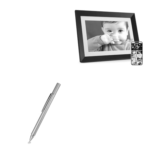 BoxWave Stylus Pen Compatible with Benibela Digital Picture Frame 10.1 in WiFi AI Smart 32gb - FineTouch Capacitive Stylus, Super Precise Stylus Pen - Metallic Silver