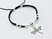 Unisex fashion Black Braided Beautiful Bracelet with Silver Dragonfly Design
