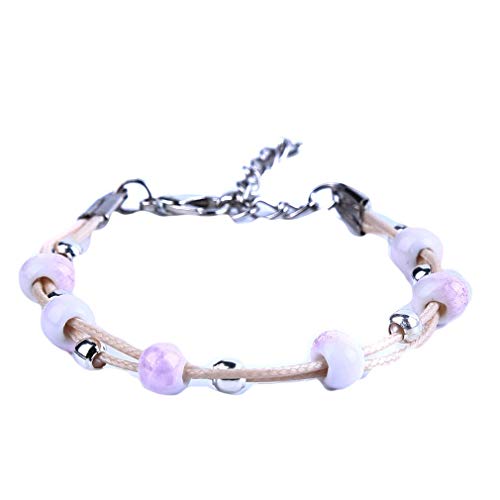 Cute-Double-Rope-Ceramic-Beaded-Bracelet-for-Women-Charm-Gift-Pink-Stylish