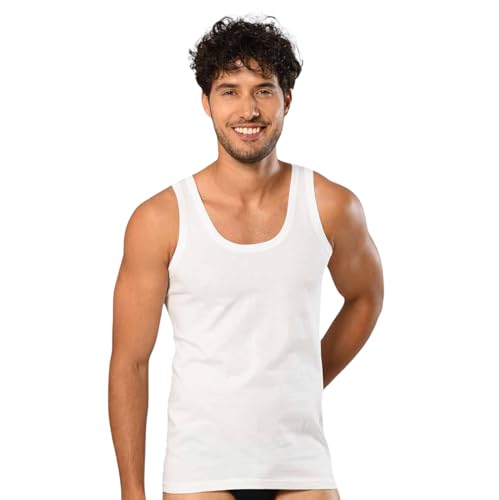 Erdem Men's Underwear Tank Top, Classic, Cotton Undershirt for Men, Basic Comfortable Men Underwear, Durable Mens Tank Tops White, 3XL