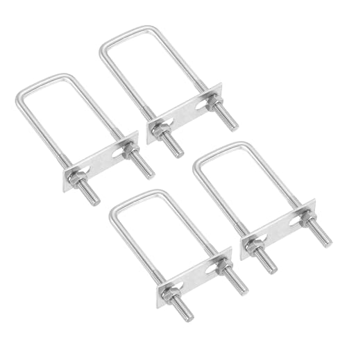 Image of PATIKIL M8x40x100mm Square U-Bolts Kit, 4Set 304 Stainless Steel Square U Shaped Bolts Replacement Parts with Frame Plates and Nuts for Ski Board Sailboat Trailer