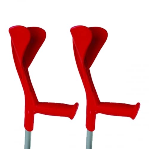Muletas Adulto, x2, Altura Regulable, Aluminio, Hasta 150 kg, Ajustable en Codo, Puño Ergonómico, Bastón Inglés, Conteras Antideslizantes, Ligera, Rojo, Birregulable, Evolution Fun