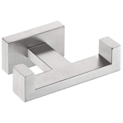 Angle Simple Towel Hook for Bathroom, SUS 304 Stainless Steel Double Robe Coat Hook, Hand Towel Hanger Wall Mount, Brushed Nickel