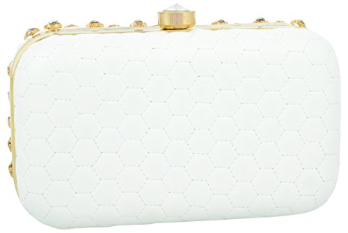 Image of TOOBA Handicraft Women's Embroidered Clutch Purse | Designer Handbag with Golden Floral & Pearl Work | Wedding, Cocktail, Party & Bridal Gift Bag for Women & Girls