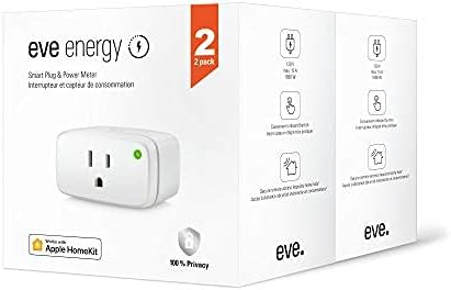 EveEnergy 2 Pack - Smart Plug & Power Meter with built-in Schedules, switch a connected lamp or device on & off, voice control, no bridge, Bluetooth Low Energy, Apple HomeKit, Bluetooth, Thread