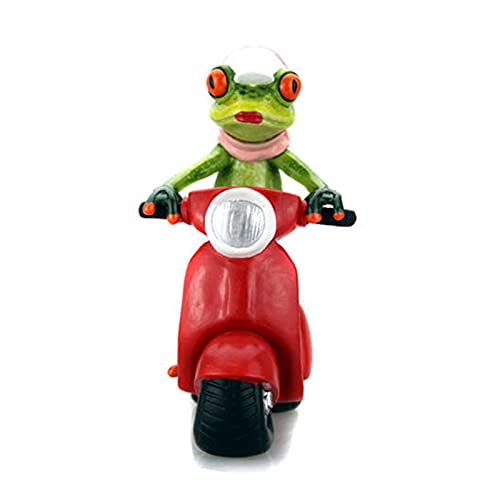 Sculpture Kreatywne dekoracje zielone żaby rzeźba jazda na motocyklu Śmieszne ciekawe posągi do wystroju pulpitu Statue