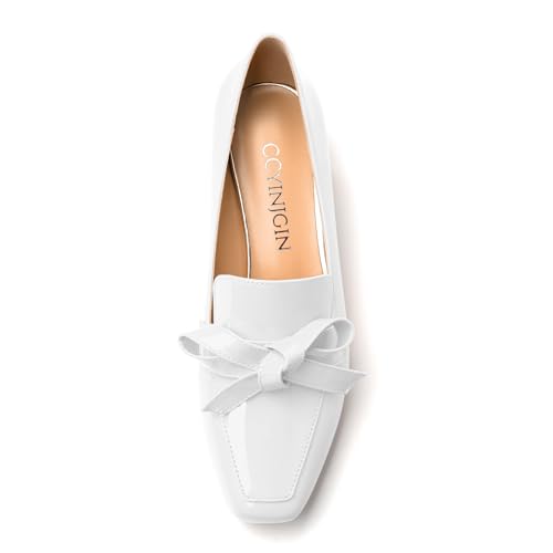 Image of Womens Loafer with Heel, Comfortable Chunky Heels for Women, Loafers Shoes with Bowknot Womens Bunion Dress Shoes