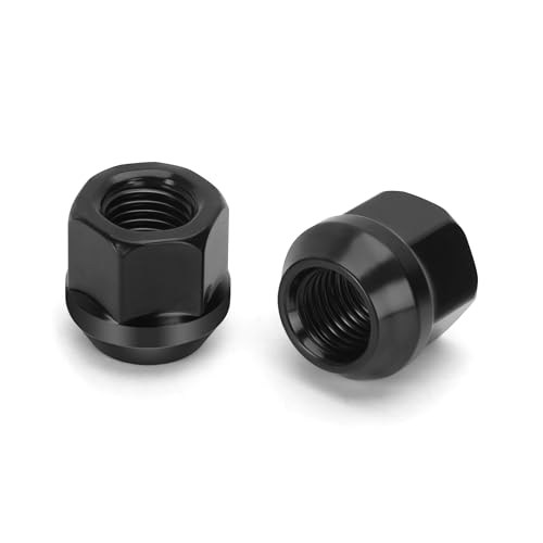 Image of KSP M12x1.5 Open End Wheel Lug Nuts, 16PCS ATV Lug Nut 19mm 3 /4 inch Hex 21mm 0.83 inch Height for Polaris Ranger 1000 XP RZR, Black Open Ended Cone Conical Taper Acorn Bulge Seat Wheel Nut for ATV Vehicles