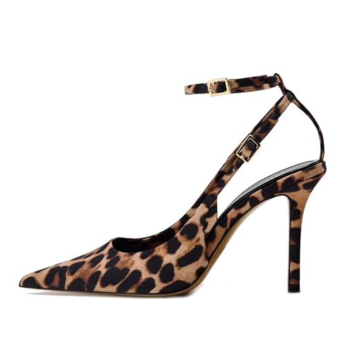 Patent Leather Slingback Pumps for Women Ankle Strap Pointed Toe Stiletto Heel Sexy High Heels