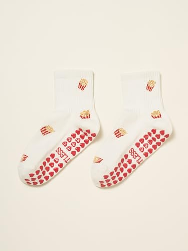 Image of Shapes Studio Half Calf Grip Socks, Cute Fruit Pilates Socks, Ruffle Socks, Non-Slip for Barre Yoga