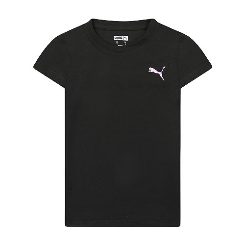 Image of Puma Girls Core Logo Short Sleeve T-Shirt, Crewneck, Soft and Lightweight