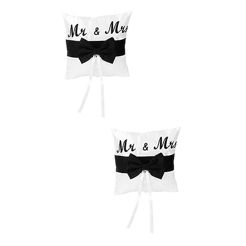 2個 サテン リング 枕 リング ベアラー 枕 刺繍 スロー 枕 ローズ リング ウェディング リング ベアラー 枕 花柄 リング サテン リボン リング 枕 装飾 枕 リング ウ