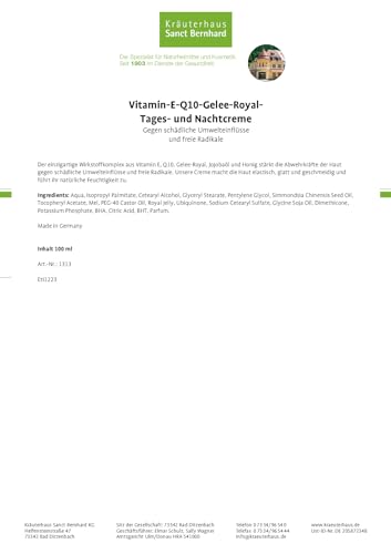 Q10-Creme von Kräuterhaus Sanct Bernhard mit Gelee Royal und Vitamin E