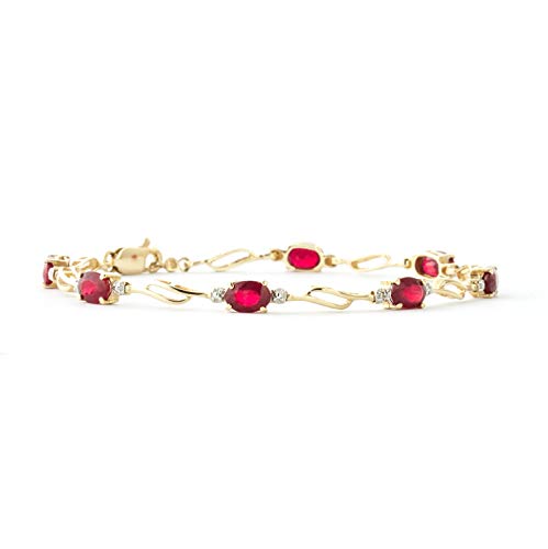 Galaxy Gold Gg 14K Solid Yellow Gold Tennis Bracelet 4.21 Ct Ruby Diamond - Size 7.5 #TOP5
