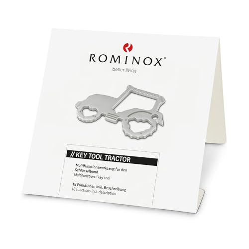 Geschenkartikel: ROMINOX Key Tool // Traktor, 18 Funktionen, Keytool Schlüsselanhänger, Flaschenöffner, Edelstahl Multitool, Multifunktionswerkzeug, Kleinigkeit für Adventskalender