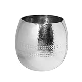 Fink großer Edelstahl Übertopf 25x24 cm silberner gehämmertes Pflanzgefäß