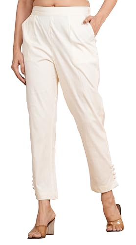 Image of Yash Gallery Women's Regular Fit Mid Rise Solid Lycra Trouser Regular Pants
