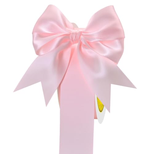 Image of Double Face Light Pink Satin Ribbon 1-1 /2 inch X 50 Yards Polyester Light Pink Ribbon for Gift Wrapping Very Suitable for Weddings Party Hair Bow Invitation Decorations and More