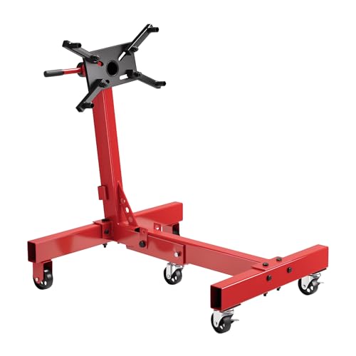 WilTec Soporte de Motor hasta 680 kg Elevador Gato de transmisión con Ruedas pivotantes en 360° Caballete de Caja de Cambios con Cabezal de Montaje Ajustable y Giratorio