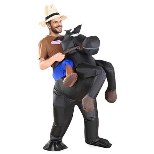 Aufblasbare Kostüme Erwachsene Pferd und Cowboy Kostüme Aufblasbare Spaßkostüm Eine größe passt für die meisten menschen Inklusive Aufblassystem Karneval Fasching Party Halloween Inflatable Costume