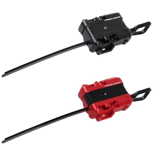 BaZuyunMd Juego de 2 peonzas lanzador, juego de 2 unidades Turbo Starter con Ripcord, compatible con Beyblade X Series, para peonzas rápidas (negro, rojo)