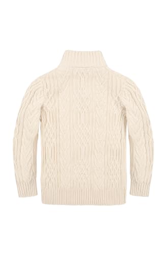 Image of Hope & Henry Boys' Mock Neck Cable Sweater with Button Placket
