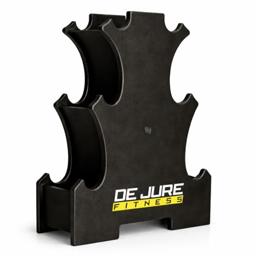 Image of De Jure Fitness Dumbbell Weight Stand, Heavy-Duty PVC Dumbbell Rack for Home Gym & Strength Training | Compact, Portable, and Space-Saving Dumbbell Holder with 6 Slots for 3 Pairs of Dumbbells (Without Dumbell)