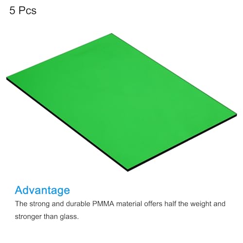 Image of MECCANIXITY 5 Pcs PMMA Acrylic Sheets Colored Transparent 7 x 5Inch Green Acrylic Sheets for DIY Projects, Art, Crafting, Laser Cutting & Engraving