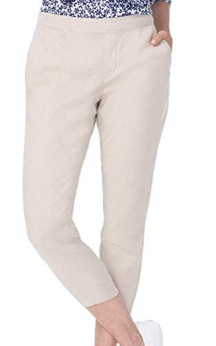 NYDJ Women's Hidden Drawstring Linen Pant, Feather, 0