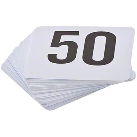 ROY TN 1 50 -Royal Industries Number 1-50 Plastic Number Card Set, Plastic, 4'' by 4'', White Base with Black Numbers Cover