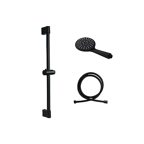 Ensemble de douche mural ajustable noir mat avec flexible inox et douchette ABS