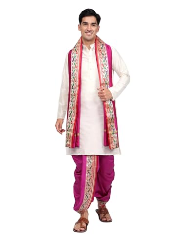 Rameshwaram Fabrics Silk Kurta for Men with Ready to Wear Dhoti S...